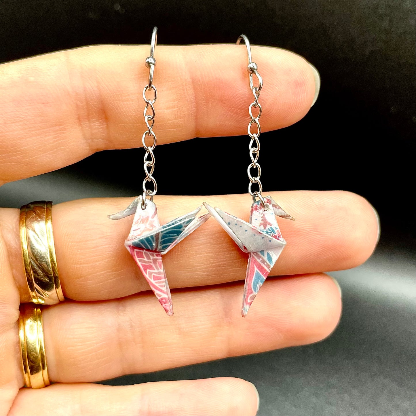 Pendientes Colibrí Origami FLORAL